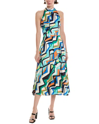 Tahari Asl Halter Midi Dress In Blue