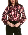 Tahari Asl Print Bow Neck Shirt In Multi