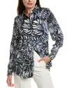 Tahari Asl Hammered Satin Shirt In Blue