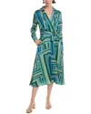 Tahari Asl Womens Geometric Work Day Wear Shirtdress
