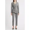 Tahari Asl Houndstooth Belted Jumpsuit In Gray