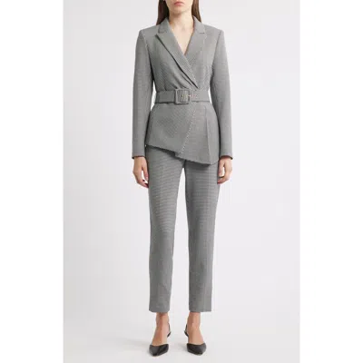 Tahari Asl Houndstooth Belted Jumpsuit