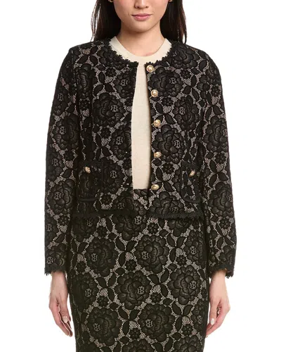 Tahari Asl Plus Size Bonded-lace Jacket In Black