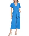 Tahari Asl Side Tie Wide Leg Jumpsuit In Blue