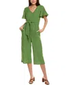 Tahari Asl Flutter Sleeve Wide Leg Jumpsuit In Green