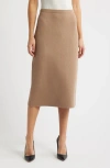 Tahari Asl Knit Midi Skirt In Clay