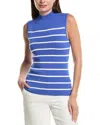 Tahari Asl Stripe Sleeveless Mock Neck Sweater