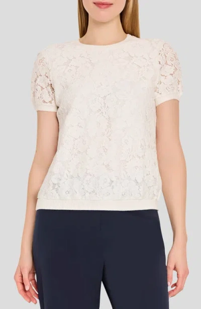 Tahari Asl Lace Front Sweater In White