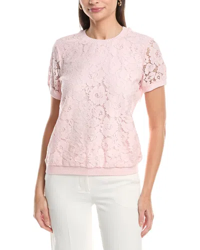 Tahari Asl Plus Lace Knit Top In Pink