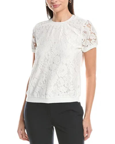 Tahari Asl Lace Front Top In White
