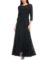 Tahari Asl Lace Gown In Blue