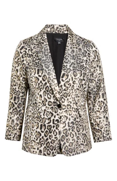 TAHARI ASL TAHARI ASL LEOPARD METALLIC BLAZER