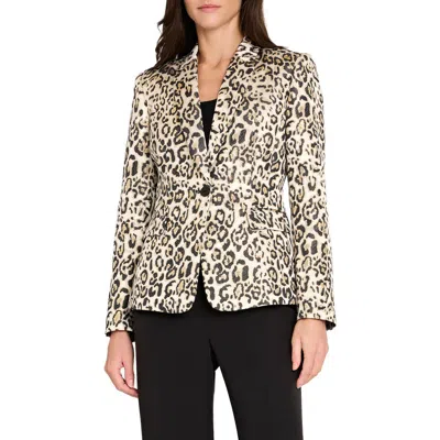 Tahari Asl Leopard Print Metallic Blazer In Animal Print