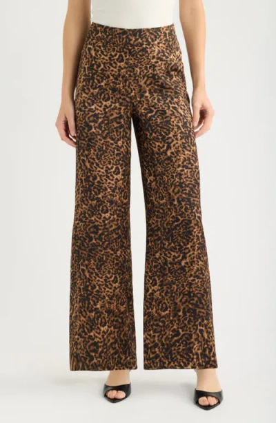 Tahari Asl Leopard Print Wide Leg Pants In Multi