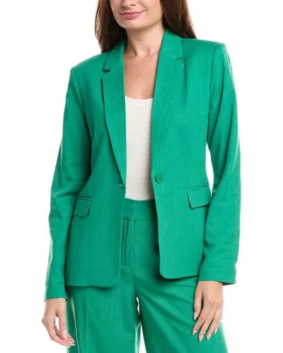 Tahari Asl Linen-blend Blazer In Green