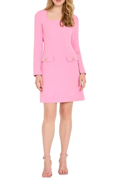 Tahari Asl Long Sleeve Crepe Sheath Dress In Multi