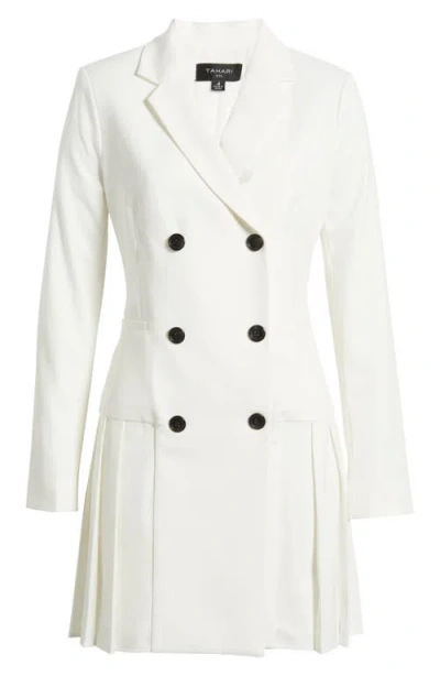 Tahari Asl Long Sleeve Pleated Coat Dress In White