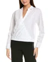 Tahari Asl Cotton Faux Wrap Top