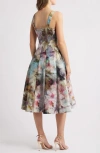 Tahari Asl Metallic Abstract Print Jacquard Cocktail Dress In Pink Gold Multi