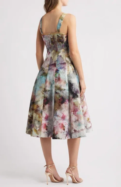 Tahari Asl Metallic Abstract Print Jacquard Cocktail Dress In Pink Gold Multi