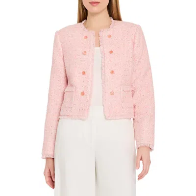 Tahari Asl Women's Fringed Boucle Cropped Jacket In Pink