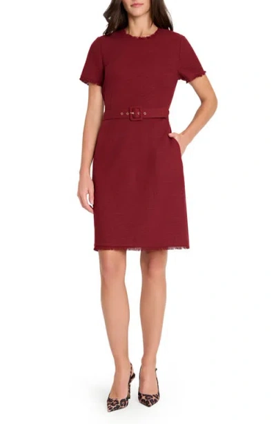 Tahari Asl Metallic Bouclé Sheath Dress In Red
