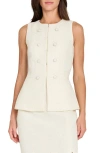 Tahari Asl Womens Collarless Cropped Boucle Vest Boucle Pencil Skirt In White