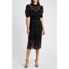 Tahari Asl Metallic Lace Midi Shirtdress