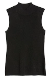 Tahari Asl Metallic Sleeveless Mock Neck Sweater In Black