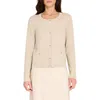 Tahari Asl Metallic Sparkle Bow Button Cardigan In Neutral