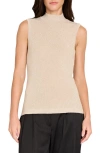 Tahari Asl Metallic Sparkle Sleeveless Mock Neck Sweater In Neutral