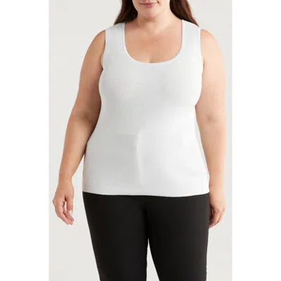 Tahari Asl Metallic Sweater Tank In White