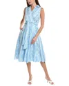 Tahari Asl Plus Size Cotton Striped Faux-wrap Shirtdress In Blue