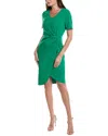 Tahari Asl Stretch Crepe Side Knot Dress In Green