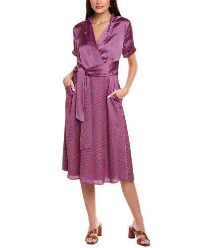 Tahari Asl Midi Dress In Blue/violet