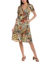 Tahari Asl Short Sleeve Tie Waist Shirtdress In Beige