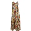 Tahari Asl Mixed Print Charmeuse Maxi Slipdress In Black Natural