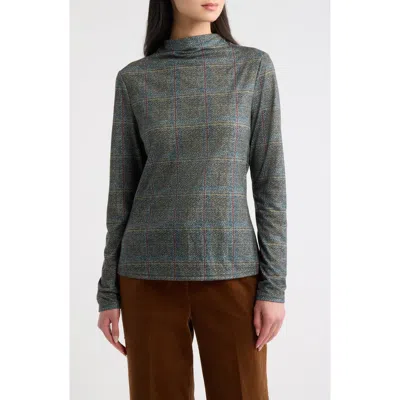 Tahari Asl Mock Neck Long Sleeve Top In Gray