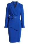 Tahari Asl Nested Belted Jacket And Skirt In Cobalt