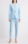 Tahari Asl Notch Neck One-button Jacket In Ice Blue