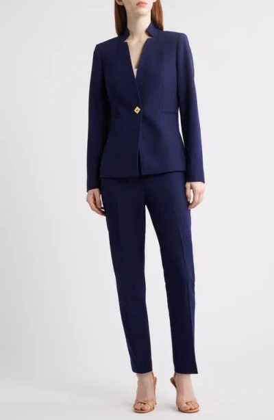 Tahari Asl Notch Neck One-button Jacket In Midnight Navy
