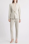 Tahari Asl Notch Neck One-button Jacket In Oatmeal