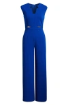 Tahari Asl Notched Neck Sleeveless Jumpsuit In Cobalt