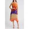 Tahari Asl Womens Ombre Sleeveless Midi Dress In Orange Multi