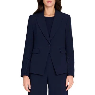 Tahari Asl One-button Blazer In Blue