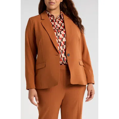 Tahari Asl One-button Blazer In Cognac Black