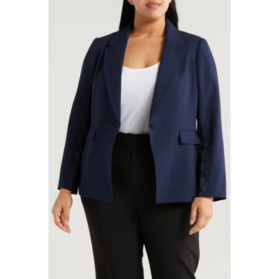 Tahari Asl One-button Blazer In Deep Navy