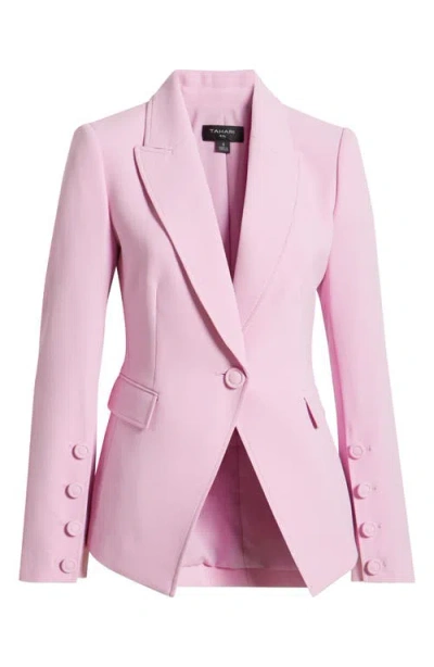 Tahari Asl Womens One Button Crepe Blazer Floral Print Tie Neck Sleeveless Top Wide Leg Crepe Pants In Pastel Multi