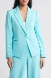 Tahari Asl Women's Single-button Peak-lapel Blazer In Turquoise