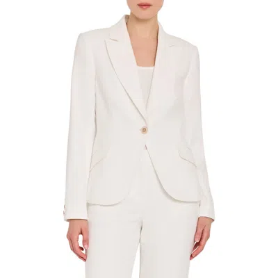 Tahari Asl One-button Bouclé Blazer In White